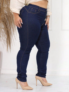 Calça Jeans Lilian Skinny Cintura Alta Levanta Bumbum com Lycra Plus Size