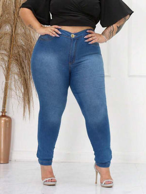 Calça Jeans Lilian Skinny Cintura Alta Levanta Bumbum com Lycra Plus Size