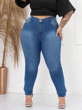 Calça Jeans Lilian Skinny Cintura Alta Levanta Bumbum com Lycra Plus Size