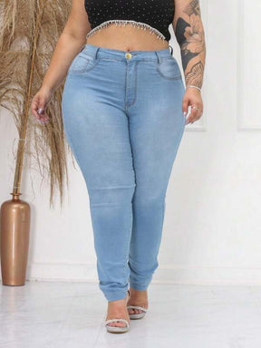 Calça Jeans Juliane Skinny Cintura Alta Levanta Bumbum com Lycra - Plus Size